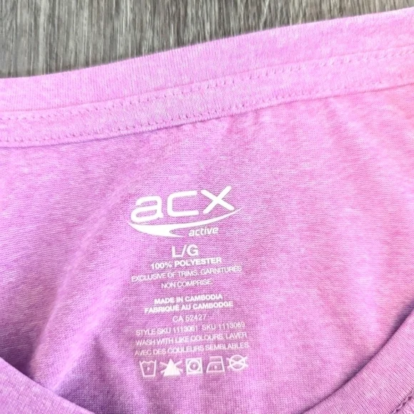 2/$15 Woman's ACX Active Pink Long Sleeve Crewneck Work Out Shirt- Size Large - Picture 5 of 5
